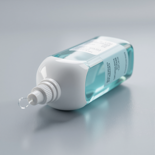 Mild MegaKoolada cooling agent bottle with light blue liquid, gentle formula, soft packaging design, placed on white surface